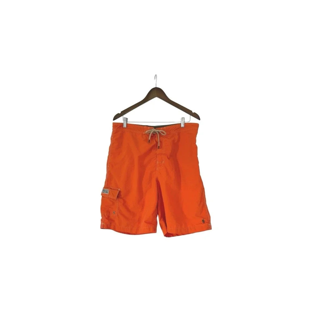 Polo Ralph Lauren Mens Orange Swim Trunks Cargo Pocket Pony Logo XL Board Shorts